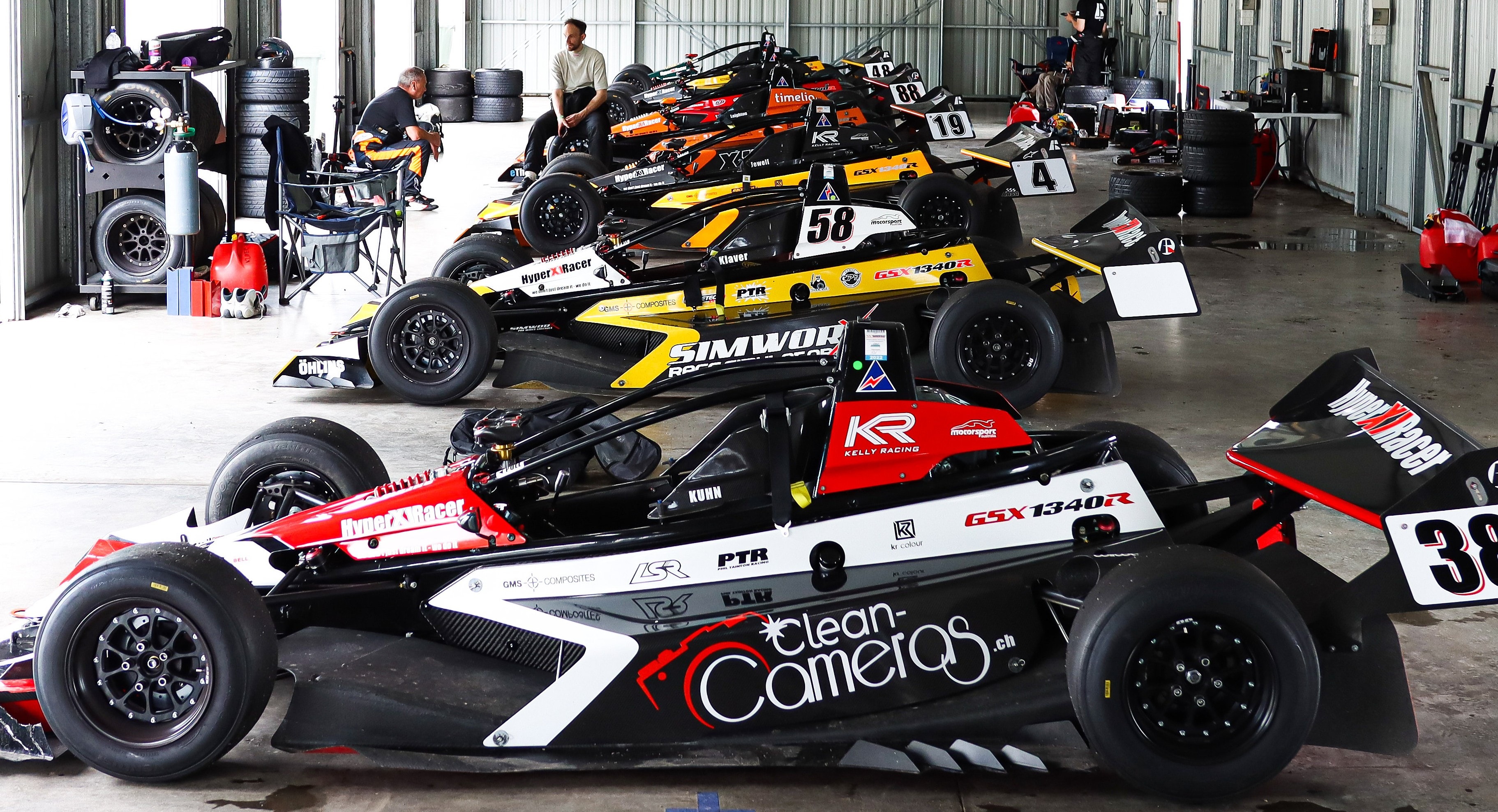 X1s lined up in the Winton garage